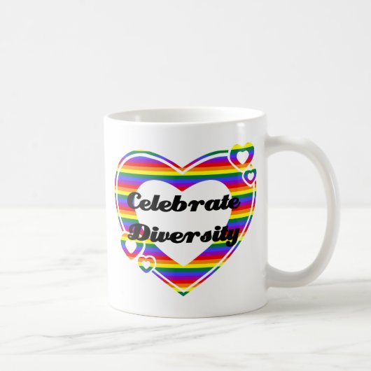 Diversiteit donkere tekst vieren koffiemok (Rechts)