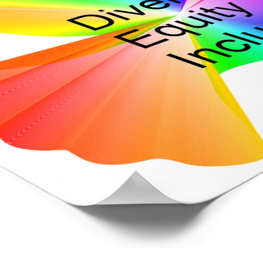 Diversiteit Equity Inclusie met regenboog vredesdu Poster (Hoek)