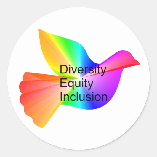 Diversiteit Equity Inclusie met regenboog vredesdu Ronde Sticker (Voorkant)