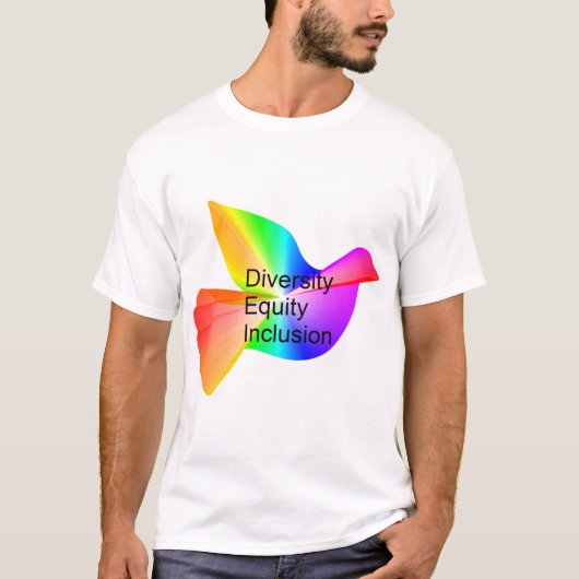 Diversiteit Equity Inclusie met regenboog vredesdu T-shirt (Voorkant)