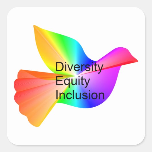 Diversiteit Equity Inclusie met regenboog vredesdu Vierkante Sticker (Voorkant)