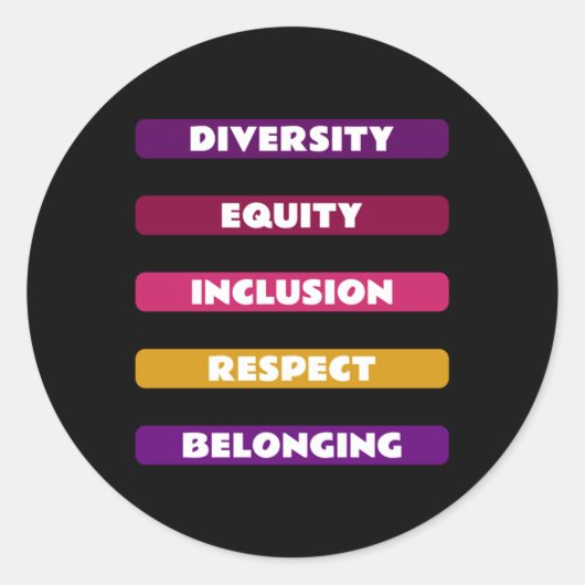 Diversiteit Equity Inclusion Respect Belonging Pac Ronde Sticker (Voorkant)
