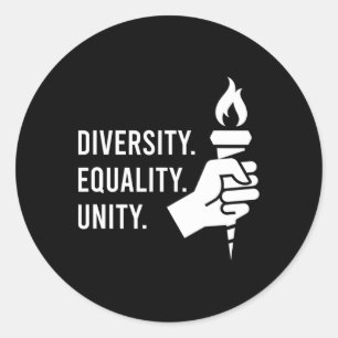 Diversiteit. Gelijkheid. Eenheid. Een feministe Ronde Sticker