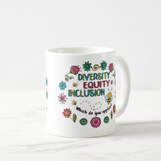 Diversiteit Gelijkheid Inclusie Koffiemok (Voorkant rechts)