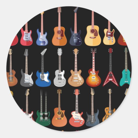 Diversiteit Guitar Shirt Guitar Lover Muziek voor  Ronde Sticker (Voorkant)