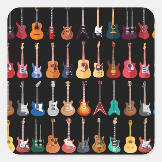 Diversiteit Guitar Shirt Guitar Lover Muziek voor  Vierkante Sticker (Voorkant)