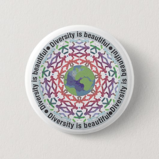 Diversiteit is mooie wereld ronde button 5,7 cm (Voorkant)