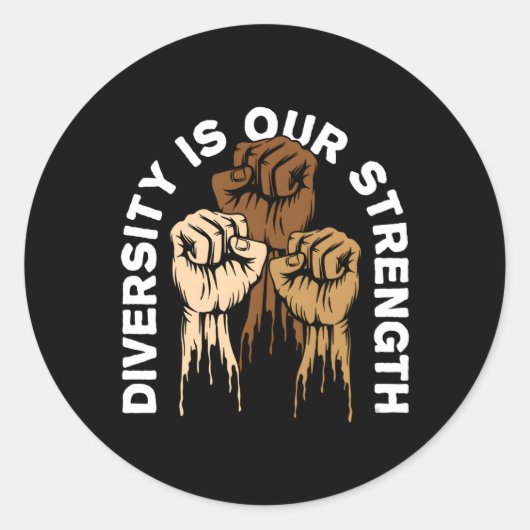 Diversiteit is onze kracht Positieve Quotes Anti R Ronde Sticker (Voorkant)