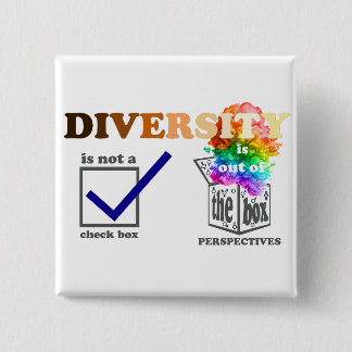 Diversiteit is uit het perspectief van de Doos Vierkante Button 5,1 Cm