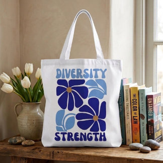 Diversiteit Kracht Retro Bloem Typografie Tote Bag
