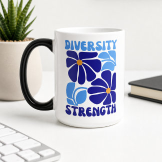 Diversiteit Kracht Retro Bloem Typography Magische Mok