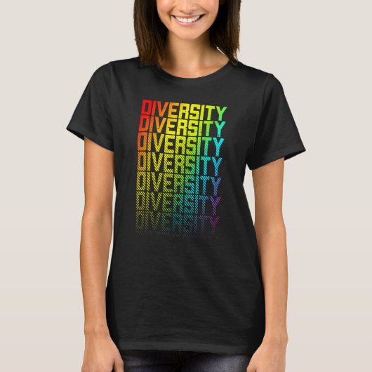 Diversiteit LGBTQ+ Rainbow Gay Pride Tekst Vervage T-shirt (Voorkant)