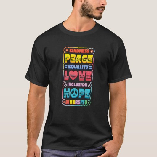 Diversiteit Liefde Vrede Mensenrechten Sociale rec T-shirt (Voorkant)