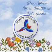 Diversiteit Macaw Parrot Autism Awareness Button