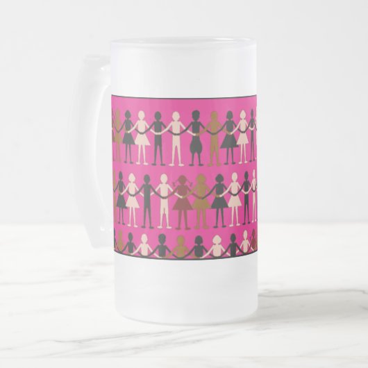 Diversiteit mok kleur "Papierpoppen" (Voorkant links)