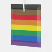 Diversiteit onder homo's met Philly regenboogtrots Glas Ornament (Voorkant links)