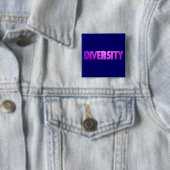 Diversiteit Paarse letters Square Vierkante Button 5,1 Cm (In situ)