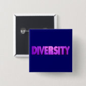 Diversiteit Paarse letters Square Vierkante Button 5,1 Cm (Voorkant /achterkant)