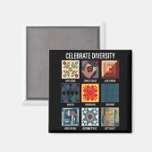 Diversiteit vieren quiltambacht patchwork magneet (Voorkant / Achterkant)