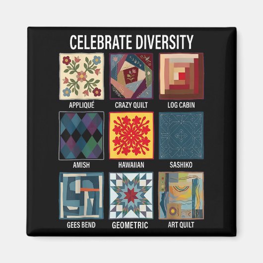 Diversiteit vieren quiltambacht patchwork magneet (Voorkant)