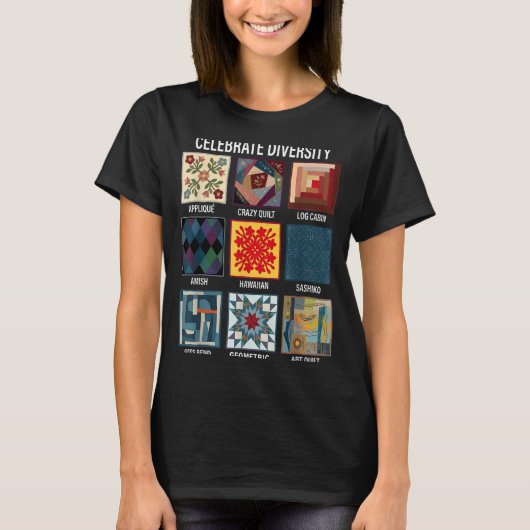 Diversiteit vieren quiltambacht patchwork t-shirt (Voorkant)