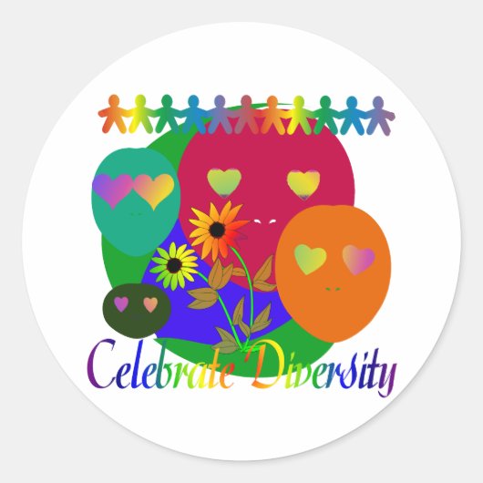Diversiteit vieren ronde sticker (Voorkant)