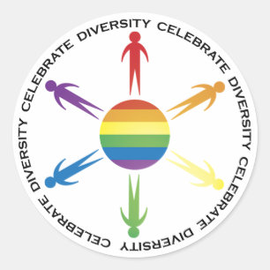 Diversiteit vieren ronde sticker