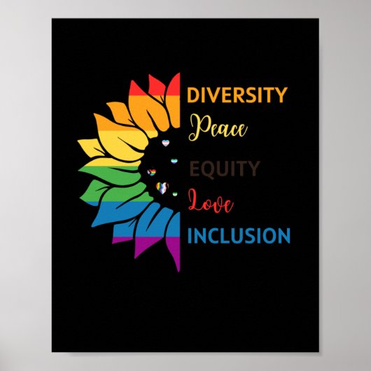 Diversiteit Vrede Equity Liefde Inclusie – Rainbow Poster (Voorkant)