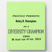Diversity Champion Plaquette Fotoplaat (Voorkant)