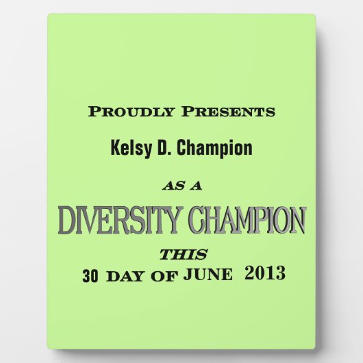Diversity Champion Plaquette Fotoplaat (Voorkant)