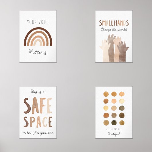 Diversity class room wandkunst set van 4 afdrukken (Voorkant)