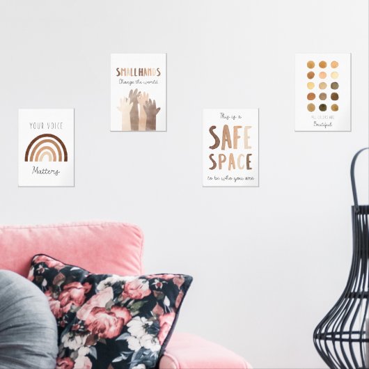 Diversity class room wandkunst set van 4 afdrukken (Woonkamer)