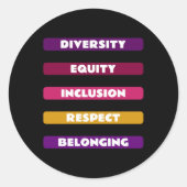 Diversity Equity Inclusion Respect Belonging Pack  Ronde Sticker (Voorkant)
