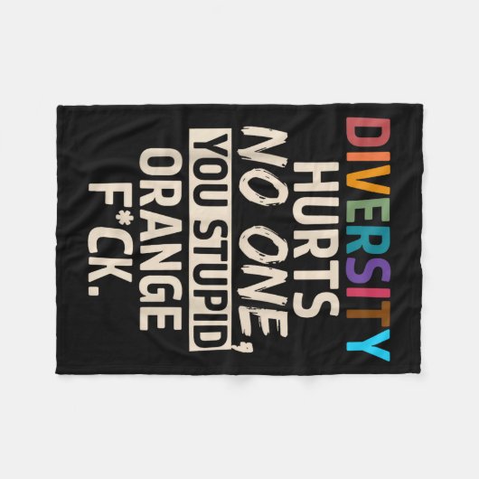Diversity Hurts You Stud Orange Fck Funny Slogan  Fleece Deken (Voorkant (Horizontaal))