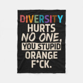Diversity Hurts You Stud Orange Fck Funny Slogan  Fleece Deken (Voorkant)