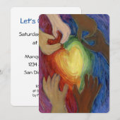 Diversity Love Hearts Hands Colorful Invitation Kaart (Voorkant / Achterkant)