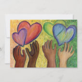Diversity Love Hearts Hands Colorful Invitation Kaart (Voorkant)