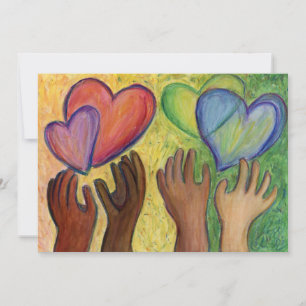 Diversity Love Hearts Hands Colorful Invitation Kaart