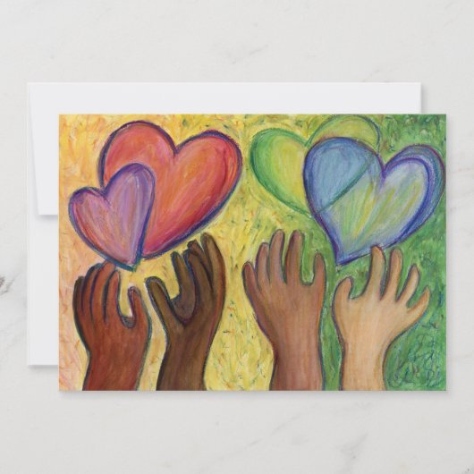 Diversity Love Hearts Hands Colorful Invitation Kaart (Voorkant)