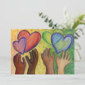 Diversity Love Hearts Hands Colorful Invitation Kaart (Staand voorkant)