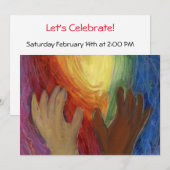 Diversity Love Hearts Hands Colorful Invitation Kaart (Voorkant / Achterkant)