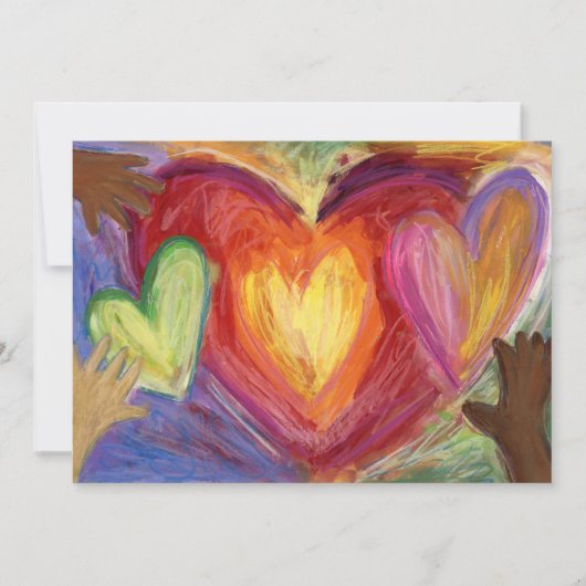 Diversity Love Hearts Hands Colorful Invitation Kaart (Voorkant)
