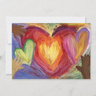 Diversity Love Hearts Hands Colorful Invitation Kaart
