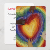 Diversity Love Hearts Hands Colorful Invitation Kaart (Voorkant / Achterkant)