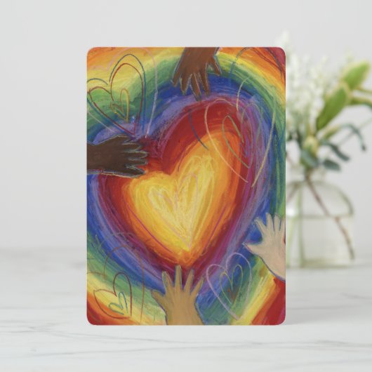 Diversity Love Hearts Hands Colorful Invitation Kaart (Staand voorkant)