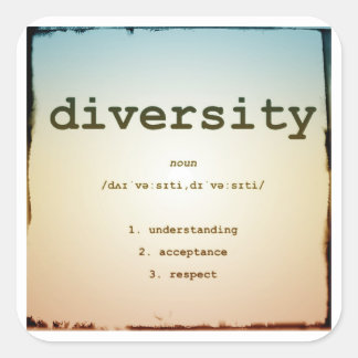 Diversity Square Stickers, Glanzend, Groot, 3 inch Vierkante Sticker