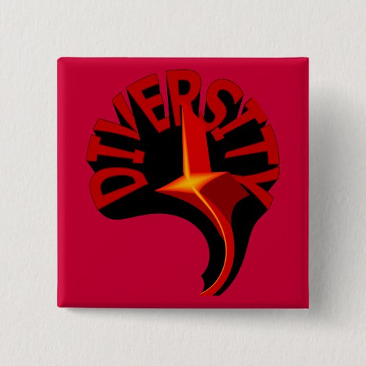 Diversity Swirling Star-Button Vierkante Button 5,1 Cm (Voorkant)