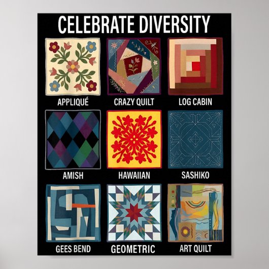 Diversity vieren quiltambacht patchwork poster (Voorkant)