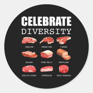 Diversity vieren Soorten steak liefhebbers Funny S Ronde Sticker
