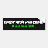DIVEST VAN WAR-CRIMES; afstoting van Israël Bumpersticker (Voorkant)